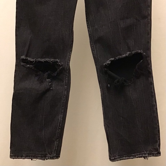 Abercrombie 4 Short (27S) Ankle Straight High Rise Curve Love Womens Black Jeans - Picture 4 of 10